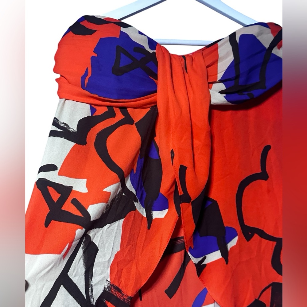 Abstract Print Flowy Swim Suit Cover Or Sexy Top Strapless Flowy Beautiful XL - Picture 2 of 15